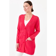 Desen Triko Kadın Triko V Yaka Yazlık Hırka N.çiçeği