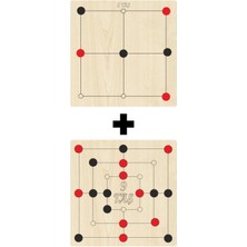 Feyza Design Ahşap 9 Taş ve 3 Taş Zeka Oyunları Seti