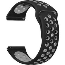 Gpack Huawei Watch Gt 2 46MM Kordon Kayış Delikli Silikon 22/nkn Siyah - Gri