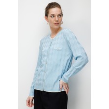 Desen Triko Kadın Sıfır Yaka Küçük Baklava Desenli Ince Triko Hırka B.mavi