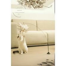 Feyza Design Vantuzlu Tüylü Kedi Oyun Oltası Çıngıraklı Eğlence Aparatı