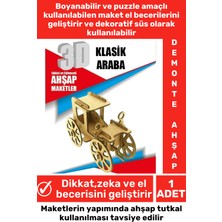 Feyza Design 3D Görsel Zeka Geliştirici Boyanabilir Puzzle - Dekoratif Ahşap