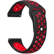 Gpack Samsung Gear S3 22MM Kordon Kayış Delikli Silikon 22/nkn Siyah - Kırmızı