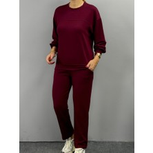 Civetta Kadın Uzun Kollu Bisiklet Yaka Viskon Iki Iplik Bluz ve Pantolon Ikili Takım