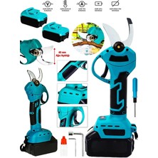 Moonshop 256 Vf  Çift Akülü Çelik Şanzuman Göstergeli Şarjlı Dal Ağaç Kesme Bağ Budama Makası 40 Mm.