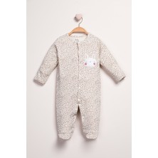 Baby Fou Ekru Kendinden Eldivenli Patikli Tulum Yumuşak Kumaş ile Kız Çocuklar İçin Rahat Kullanım