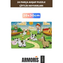 Feyza Design Eğlenceli Ahşap Çiftlik Hayvanları Puzzle 24 Parça