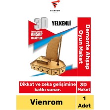 Feyza Design Boyanabilir Ahşap 3 Boyut Yelkenli Çocuk Maket Oyuncağı