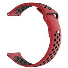 Gpack Samsung Gear S3 22MM Kordon Kayış Delikli Silikon 22/nkn Kırmızı - Siyah