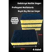 Technow Lüx Italyan Keçeli Kaliteli Endüstriyel Catering/restaurant Büyük Boy Mercan Bulaşık Süngeri 4 Adet