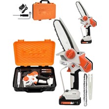 Moonshop 128VF Kömürsüz Motor Otomatik Yağlamalı Şarjlı El Testeresi Ağaç Odun Dal Kesme Budama