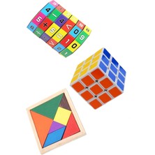Feyza Design 3'lü Eğitici Oyuncak Seti: Zeka Küpü, Matematik Işlem ve Tangram