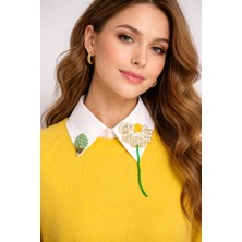 Uretti - Sümeyya 2589 8483 El Yapımı Incili Papatya Işlemeli Seyyar Yaka - Taş Işlemeli Choker Kolye