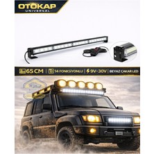 Otokap Universal 65CM 14 Fonksiyonlu Off Road LED Çakar Bar 9V-30V Araç Üstü 4x4 Beyaz Işık LED