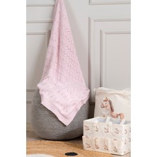 Koza Home Toffy Toz Pembe Balık Sırtı Örgü Bebek Battaniyesi 100X100