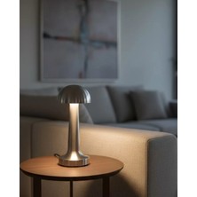 Eilo Luxe Dokunmatik Mantar Masa Lambası 3 Modlu Işık Şarjlı Kablosuz LED Krom Gövde - AA002C-68BK09