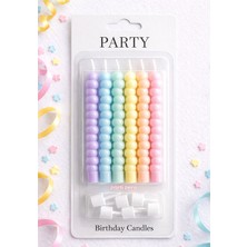 Parti Pera Baloncuk Şekilli Makaron Pasta Mumu 6 Adet Doğum Günü Pasta Mumu