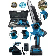 Moonshop Pro Seri Çift Akü Otomatik Yağlamalı El Testeresi Ağaç Odun Dal Kesme Budama Testeresi.