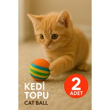 Feyza Design 2 Adet Renkli Sert Sünger Kedi Topu 3,5 cm - Zeka Oyuncağı