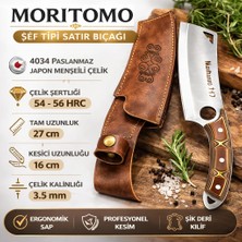 Moritomo Knives Outdoor Bıçak Çakı Kamp Doğa Mutfak Şef Bıçağı Orijinal Deri Kılıfı ile Birlikte