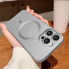 Ucuc iPhone 15 Pro Max Uyumlu Metalik Dokulu Kamera Koruma Anti-Darbe Manyetik Silikon Kılıf