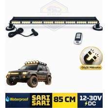 Otokap Universal 85CM Uzaktan Kumandalı Off Road LED Çakar Işık Sarı-Sarı 12V-30V Araç Üstü LED Bar