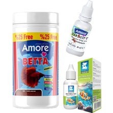 Amore Beta Balığı Yemi 125ML, Bacteria Plus Bakteri Kültürü, Tantivit Multivitamin