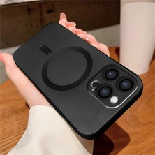 Ucuc iPhone 15 Pro Max Uyumlu Metalik Dokulu Kamera Koruma Anti-Darbe Manyetik Silikon Kılıf