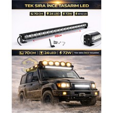 Otokap Universal 70CM 72W Tek Sıra Ince 24 LED Off Road Bar Araç Üstü 4x4 LED Projektör Işık