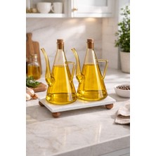Mermer Stantlı Glazzy Düz Tasarım Yağdanlık 750 ml +750 ml Amber