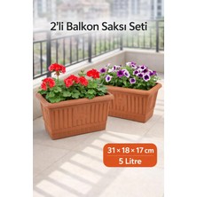Binbirreyon 2 Adet 31CM Balkon Saksısı 5lt Kahverengi Terracotta Plastik AH090