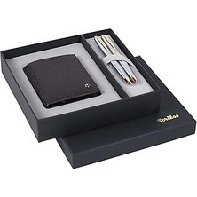 SHC4200 Scrikss Dr 211 Cüzdan 88 Krom Altın Kalem Seti Kahve