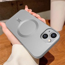 Ucuc iPhone 15 Uyumlu Metalik Dokulu Kamera Koruma Anti-Darbe Manyetik Silikon Kılıf