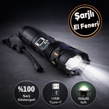 Nzb Şarjlı LED El Feneri Power Bank Kamp Balıkçılık Hobi Güçlü Işık Taşınabilir Pil Göstergeli El Feneri
