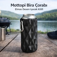 Mottopi Elmas Desenli Bira Kılıfı,Bira Çorabı ,İçecek Kılıfı,Biranız Isınmasın Eliniz Üşümesin Gizli 500 ml Şişe Teneke Termos Kılıf-SİYAH