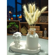 Velmor Candle Beyaz Vazo & Romantik Kalp Figürlü Biblo ve Sunum Tepsisi