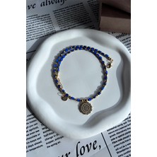 Merse Atelier Yaldızlı Çek Cam Gece Mavisi Boncuklu Kolye