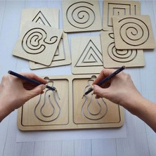 Feyza Design Montessori Çift El Ahşap Çizgi Çalışması ve Beceri Geliştirici Eğitici Oyun