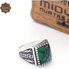 Midyat Nurtaş Gümüş Zümrüt Taşlı Artuklu Motifli 925 Ayar Gümüş Çocuk Yüzüğü 201025336