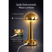 Zen Light Şarjlı Dokunmatik Metal Masa Lambası Kablosuz 14 Saat Kullanım LED Gece Lambası