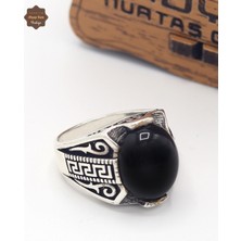 Midyat Nurtaş Gümüş Oval Oniks Taşlı Artuklu Desenli 925 Ayar Gümüş Çocuk Yüzüğü 201025384