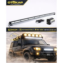 Otokap Universal 94CM 14 Fonksiyonlu Off Road LED Çakar Bar 9V-30V 4x4 Beyaz Projektör Işık LED