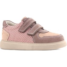 Rakerplus Hakiki Deri Pudra Cırtlı Hafif Tabanlı Kız Çocuk Spor Ayakkabı