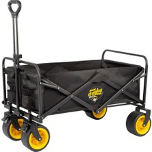 Funky Chairs Fren Sistemli, Rulmanlı, Kalın Teker, XXL Boy Katlanır Vagon Plaj Taşıma ve Kamp Arabası - Siyah