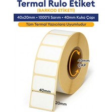 Etiketin Ambalaj 40X20 Termal Barkod Etiketi Eko Termal Ürün & Stok Takip Etiketi 2000 Sarım 1 Rulo