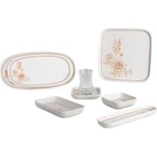 İpek Ipek 29 Parça Almina Kahvaltı Takımı Kahve Çiçek AD1031