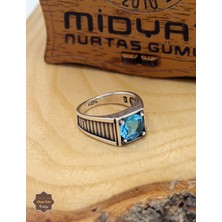 Midyat Nurtaş Gümüş Akuamarin Taşlı Hasır Model 925 Ayar Gümüş Çocuk Yüzüğü 201025310