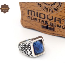 Midyat Nurtaş Gümüş Safir Taşlı Dikdörtgen Model 925 Ayar Gümüş Çocuk Yüzüğü 201025320