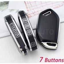 Şenyıldız Aksesuar Kia K3 K5 Sorento Sportage Ev9 Ev6 Ev5 Picanto Mq4 Ka4 Anahtar Kılıfı 7 Tuşlu Siyah/gümüş