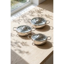 Acar Karat 6 Parça 3 Lü Basık Tencere Seti